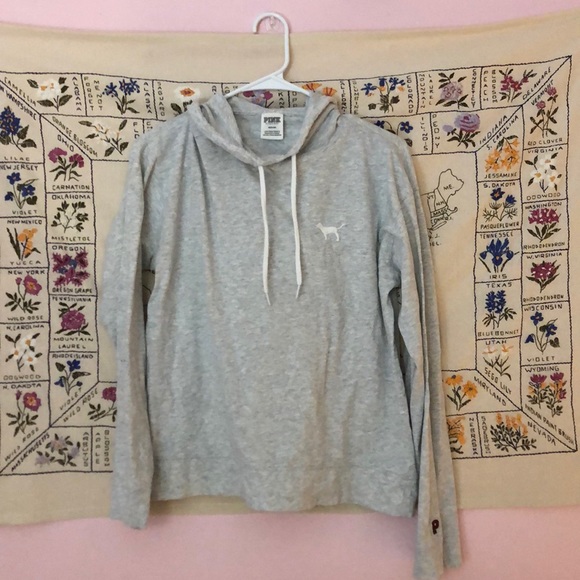 PINK VS Gray Hooded Lightweight Sweatshirt - Picture 1 of 5